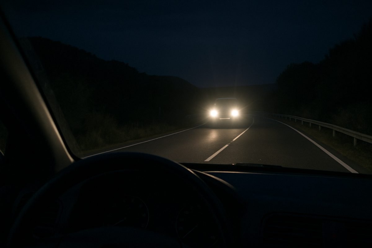 Al cruzarte de noche con un vehículo que viene de frente, si llevas las largas: