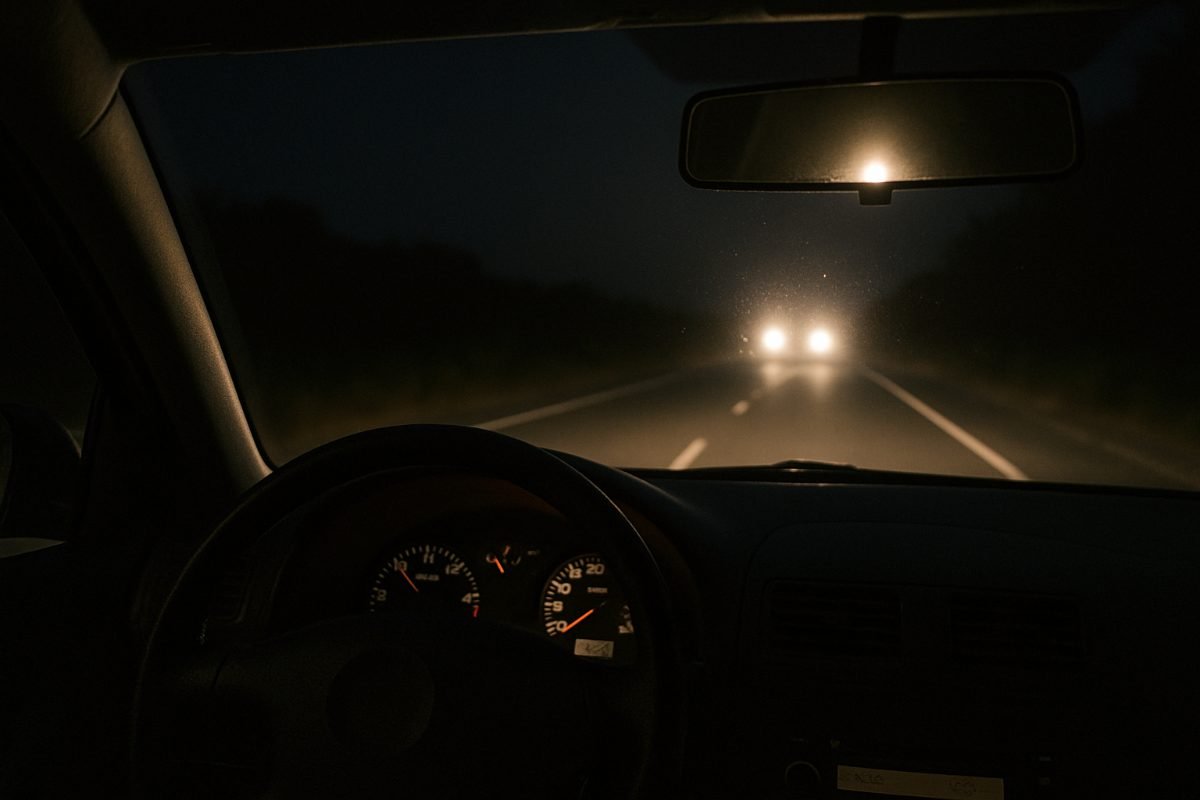 Si un vehículo te sigue de noche con las largas y te deslumbra por el retrovisor: