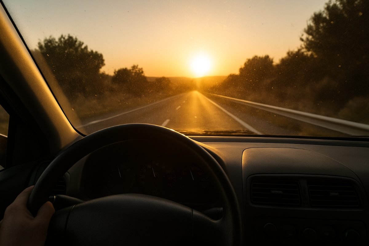 Un deslumbramiento por el sol o por unos faros: