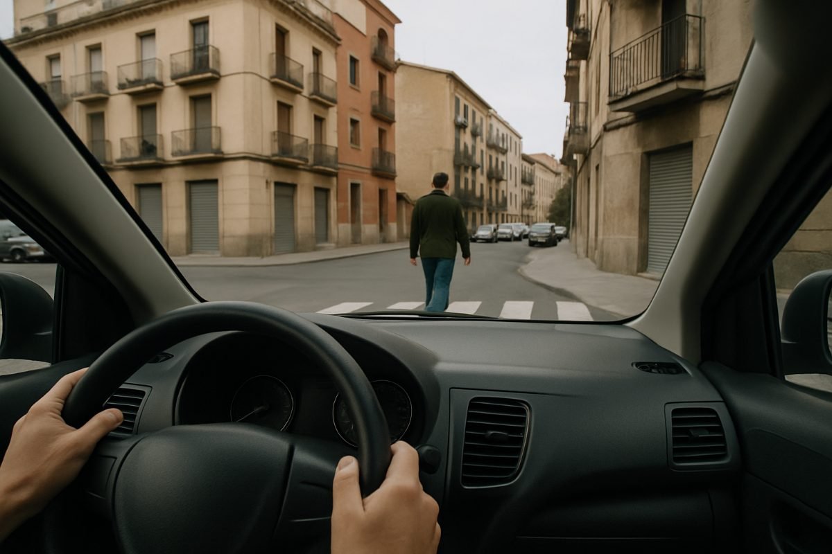 Al girar en una esquina y cruzar un paso de peatones: