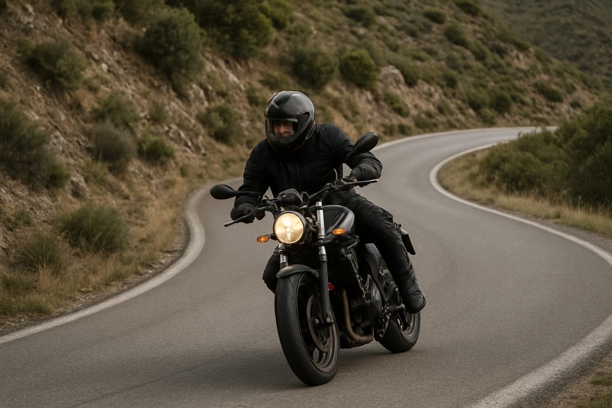 Al tomar una curva, ¿cuál es la posición más adecuada del cuerpo en la moto?