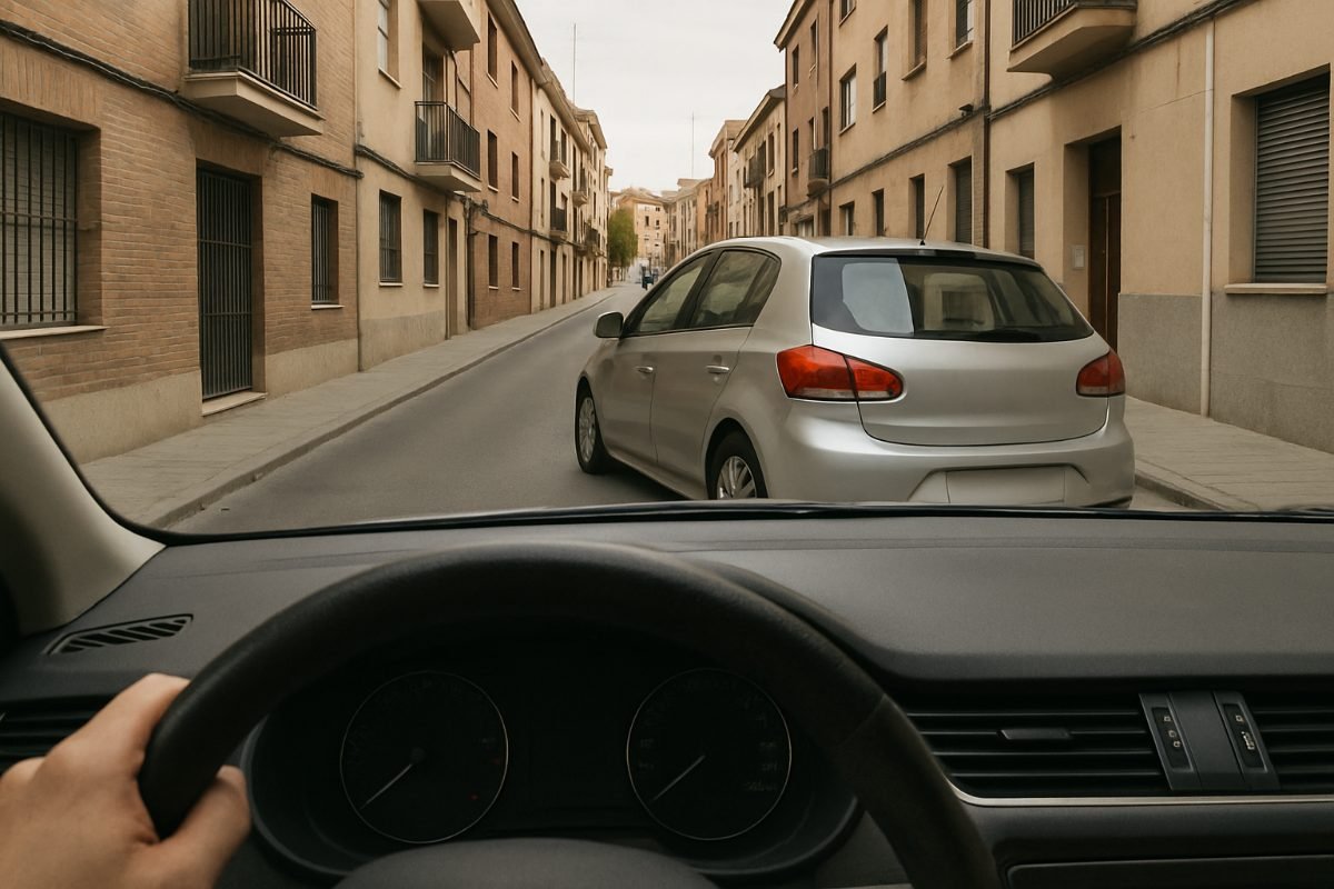 Si un vehículo está estacionado en doble fila, ¿qué debes hacer al pasar?