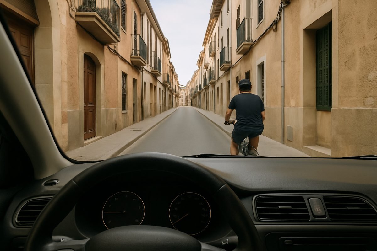 Si un ciclista circula a tu derecha en una vía de un solo sentido, ¿qué debes hacer?