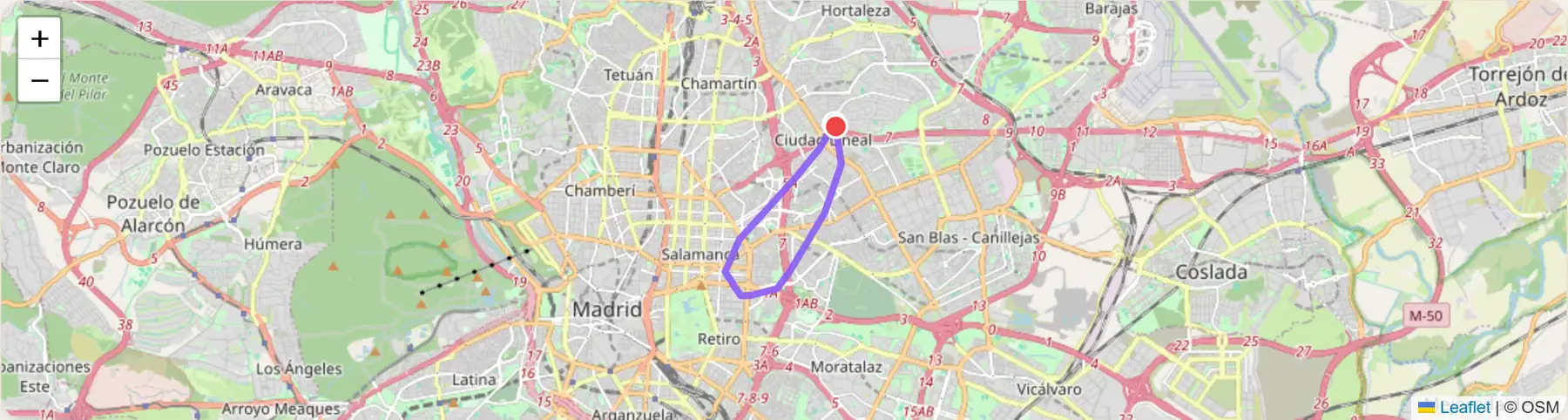 Una ruta de prácticas sobre el mapa en IAMESS, en modo claro
